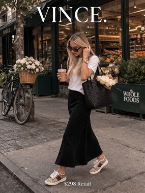 Vince Black Midi Skirt - Minimalist Straight Silhouette